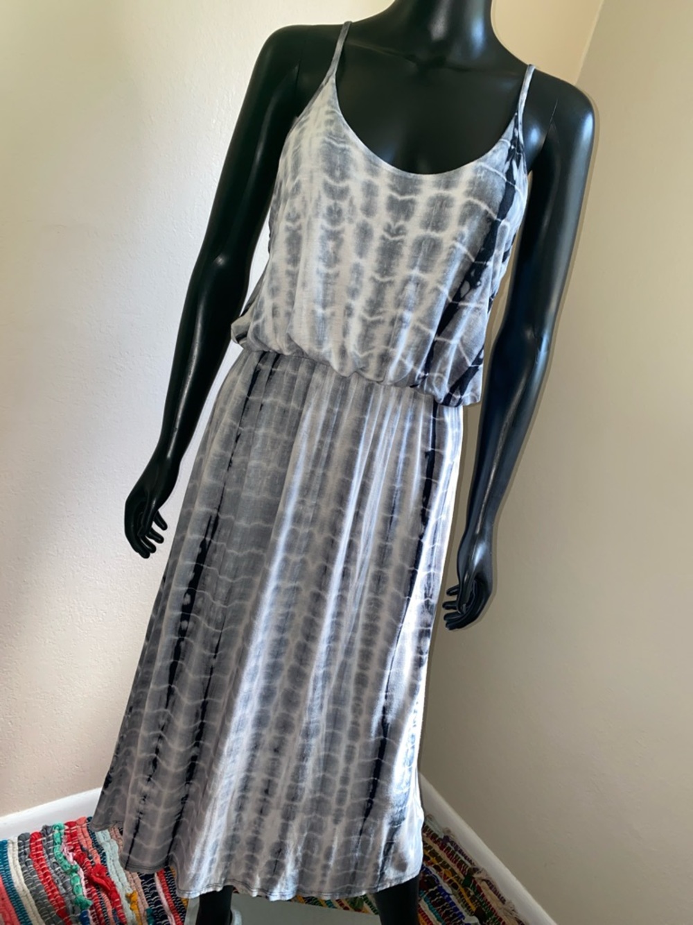 Olivia Rae Gray Tie-Dye Maxi Dress with Spaghetti Straps